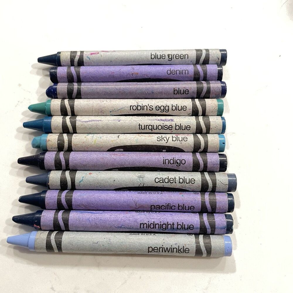 Vintage Crayola Crayons Blues Purples Discontinued Binney And Smith Bundle